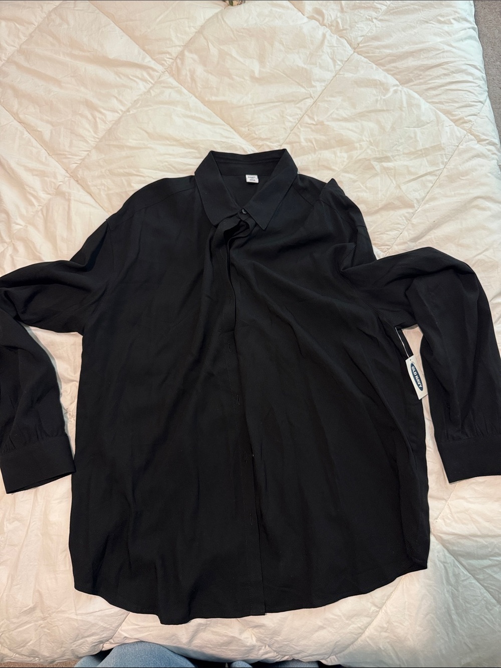 Woman’s Classic Black Long-Sleeve Button-Up Shirt